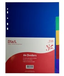 Stat Dividers - A4 Polypropylene (PP) Cover: 5 Tab