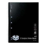 Spirax Notebook P596 - 5 Subject: Polypropylene (Side-Opening) - 250 Pages: Black (Single)