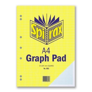 Spirax Graph Pad 801 (A4) - 1mm: 25 Leaf (Pack of 10)