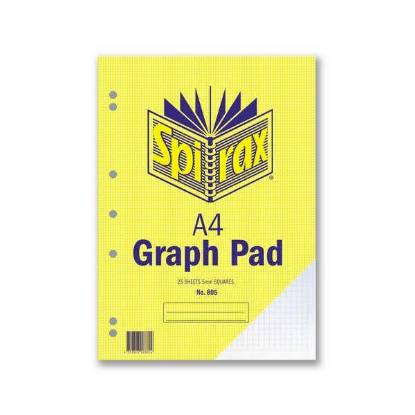 Spirax Graph Pad 805 (A4) - 5mm: 25 Leaf (Pack of 10)