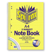 Spirax Notebook 596C - 5 Subject Coloured (A4): Side Opening - 250 Pages (Single)