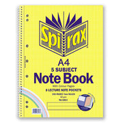 Spirax Notebook 596C - 5 Subject Coloured (A4): Side Opening - 250 Pages (Pack of 5)