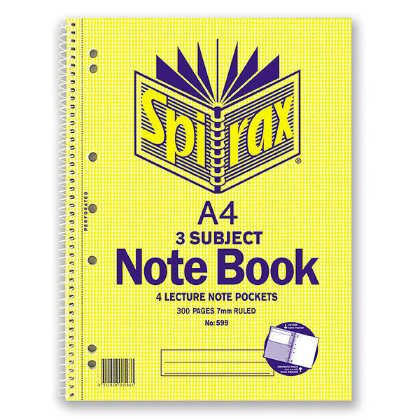 Spirax Notebook 599 - 3 Subject (A4): Side Opening (Single)