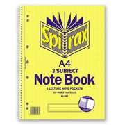 Spirax Notebook 599 - 3 Subject (A4): Side Opening (Pack of 5)