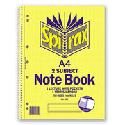 Spirax Notebook 605 - 2 Subject (A4) Side Opening (Pack of 5)