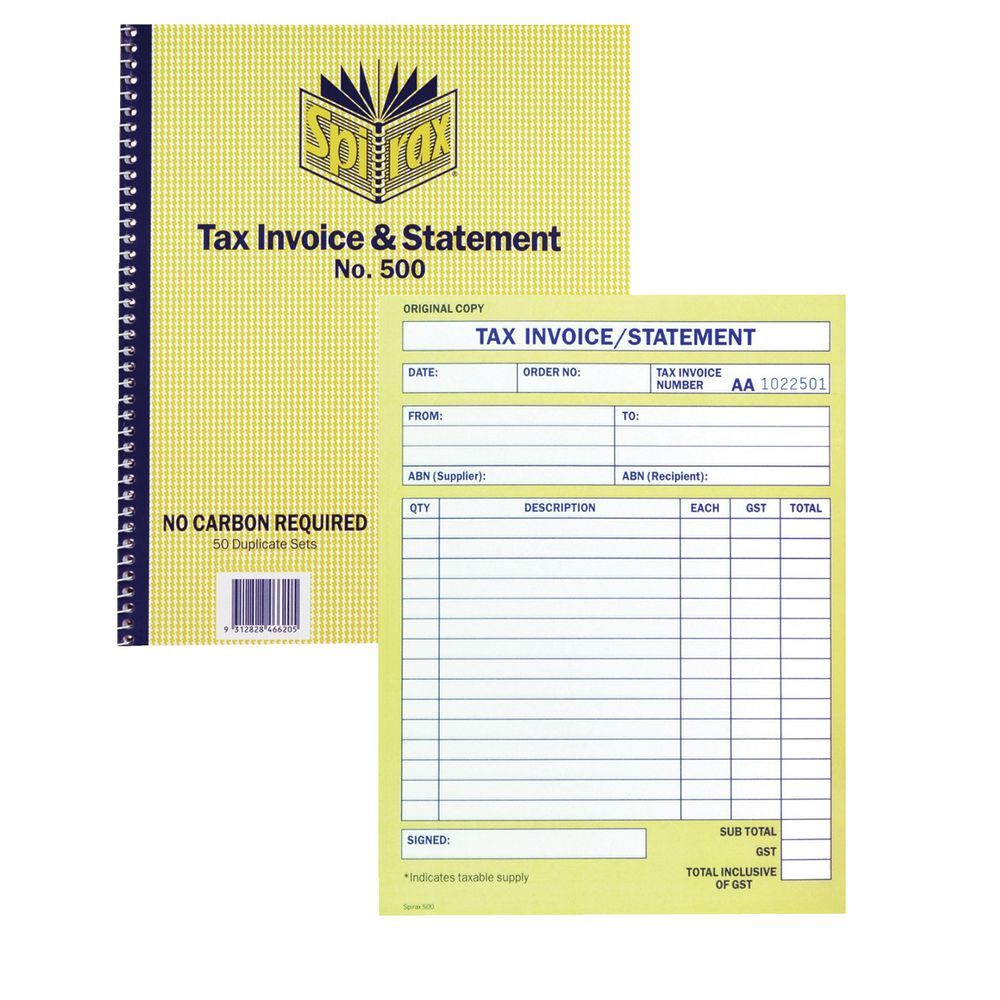 Spirax Tax Invoice & Statement No. 500 - 50 Leaf