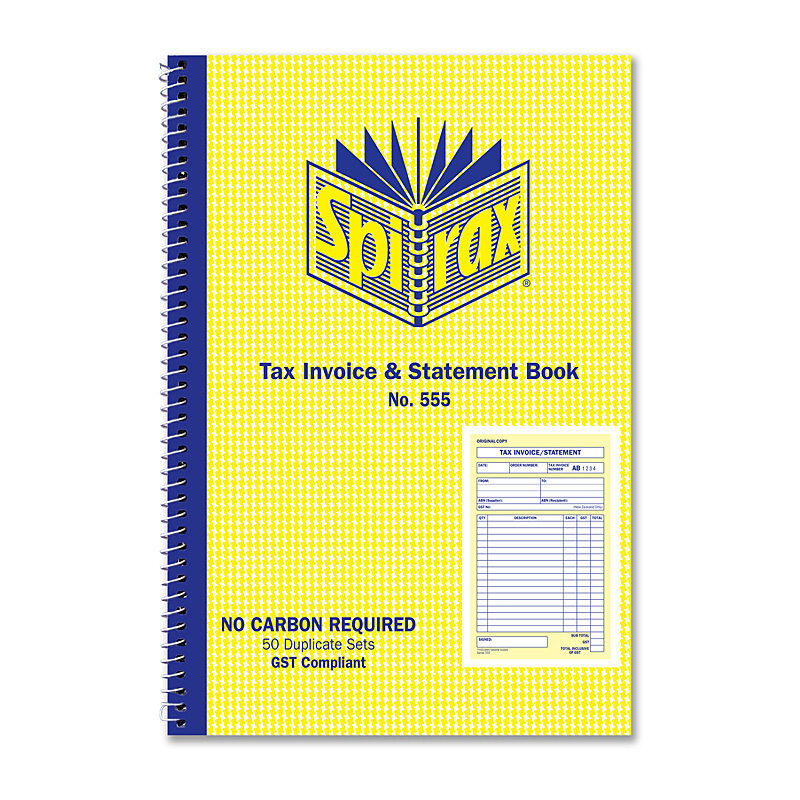 Spirax 555 Invoice & Statement Bk 207X144 S/O - Pack of 10