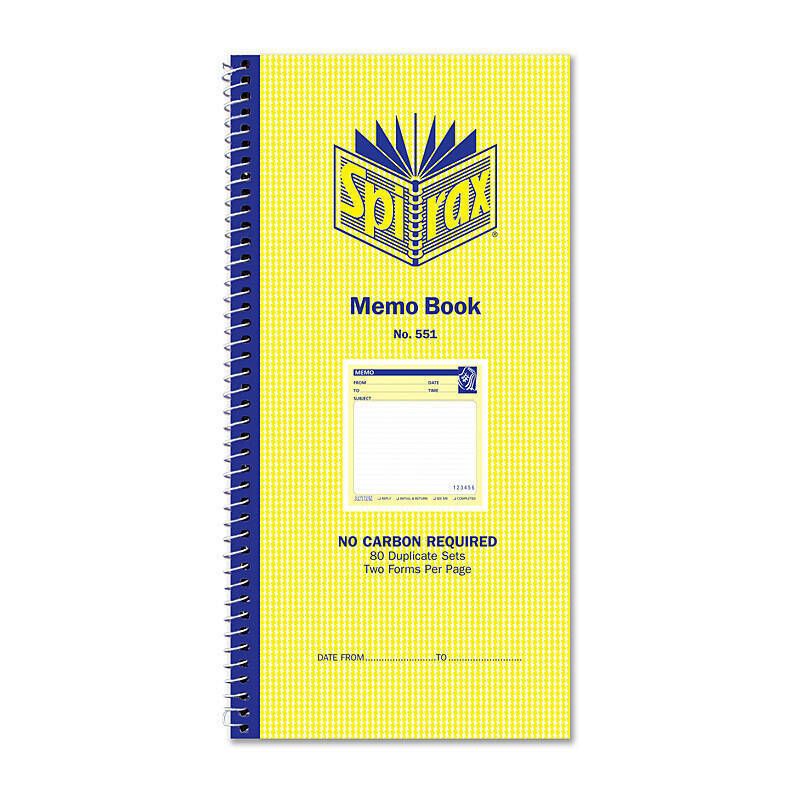 Spirax 551 Memo Book 279X144mm Duplicates - Pack of 10