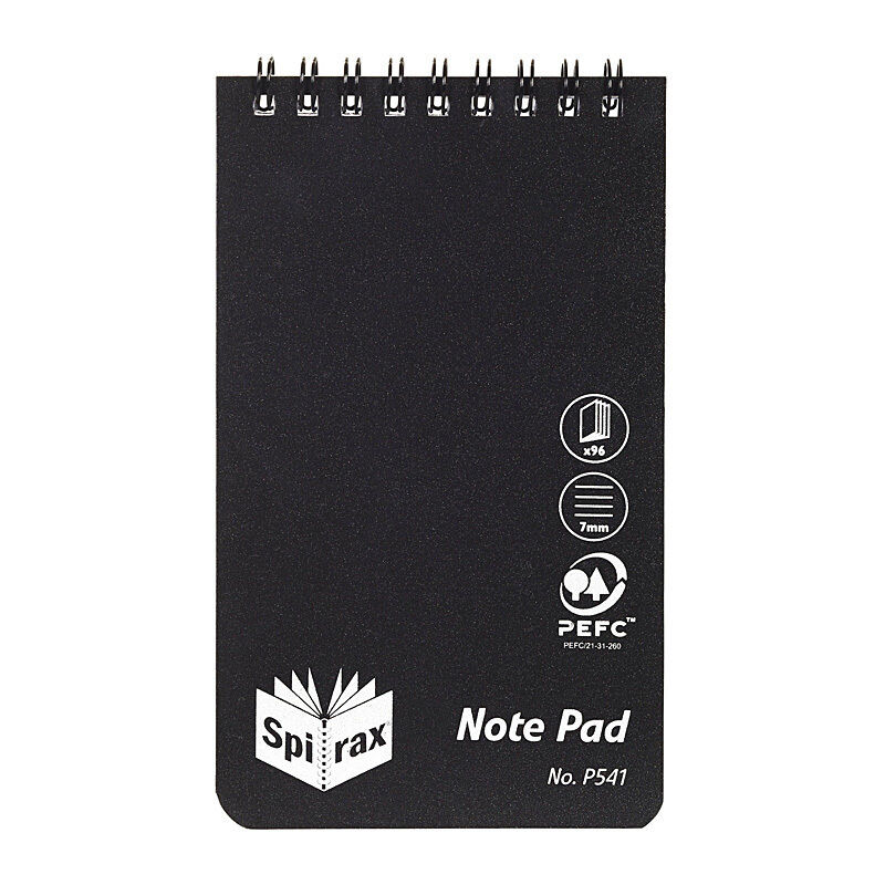 Spirax P541 Polypropylene Notebook 96 Pgs Black T/O Pack of 5