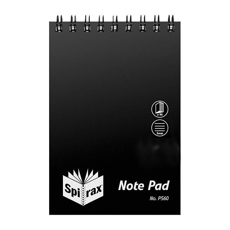 Spirax P560 Polypropylene Notebook 112X77 96Pg Black T/O Pack of 40