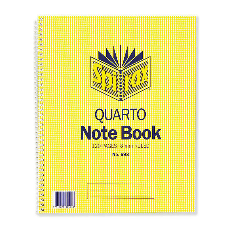 Spirax 593 Notebook Quarto 252x200mm 120 Page Side Opening - Pack of 10