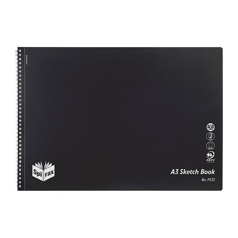 Spirax P533 Polypropylene Sketch Book A3 40 Pgs Black S/O - Pack of 10