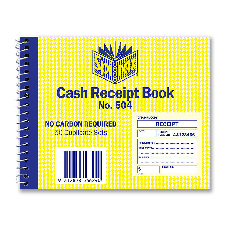 Spirax 504 Cash Receipt Book 102X127mm - Pack of 5