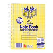 Spirax 572 3 Subject A5 Notebook - Pack of 5