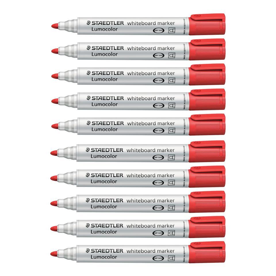 Staedtler Whiteboard Marker - Lumocolor 351: 2mm Bullet Red (Box of 10)