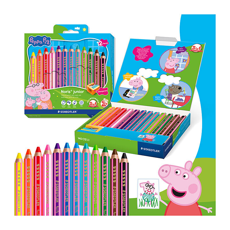 ST Peppa Pig 3in1 Pencils Pk12