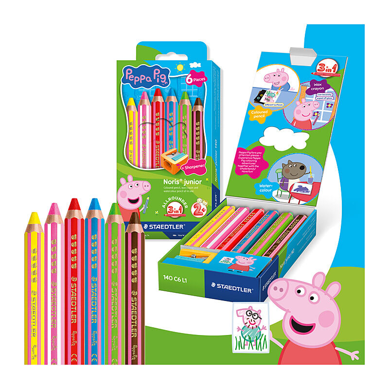 ST Peppa Pig 3in1 Pencils Pk6