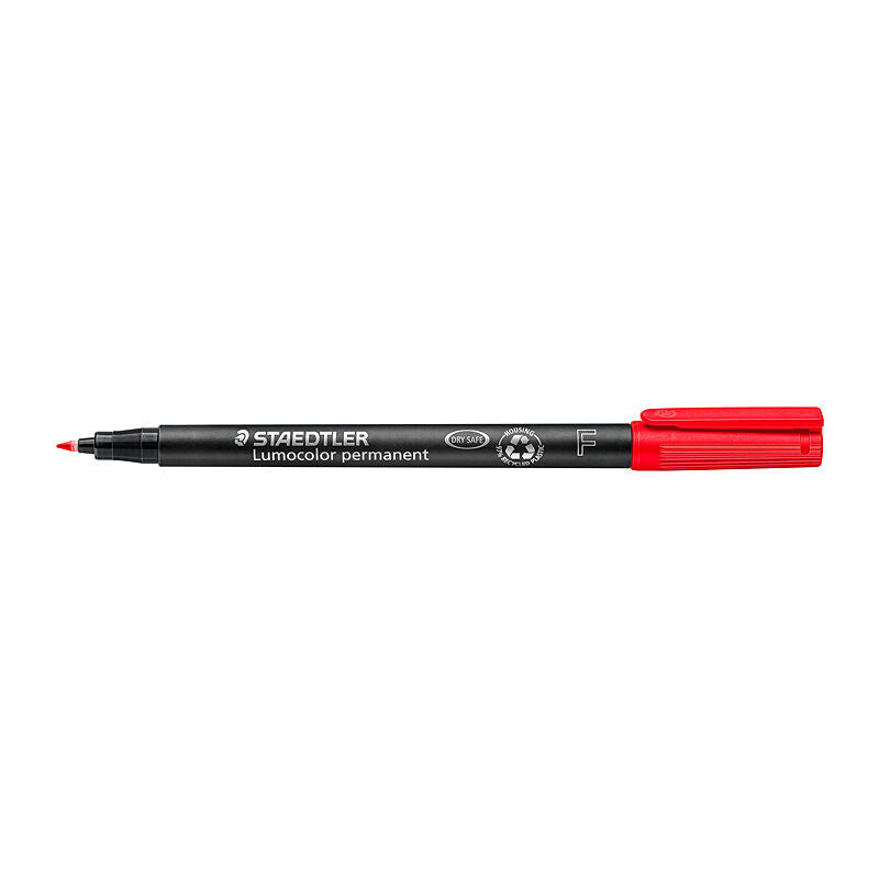 Staedtler Lumocolor 0.6mm Fine Permanent Pen - Box of 10 - Red
