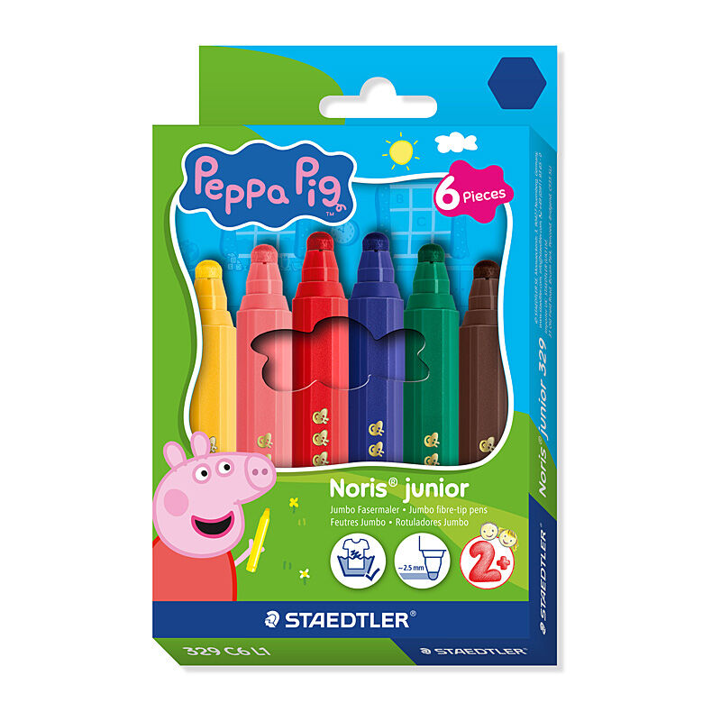 Staedtler Peppa Pig Fibre Pens - Pack of 6 (Box of 10)