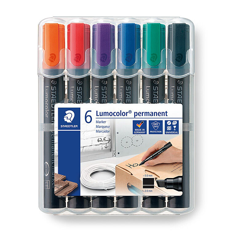 Staedtler Permanent Mrk Chisel Assorted Wlt6