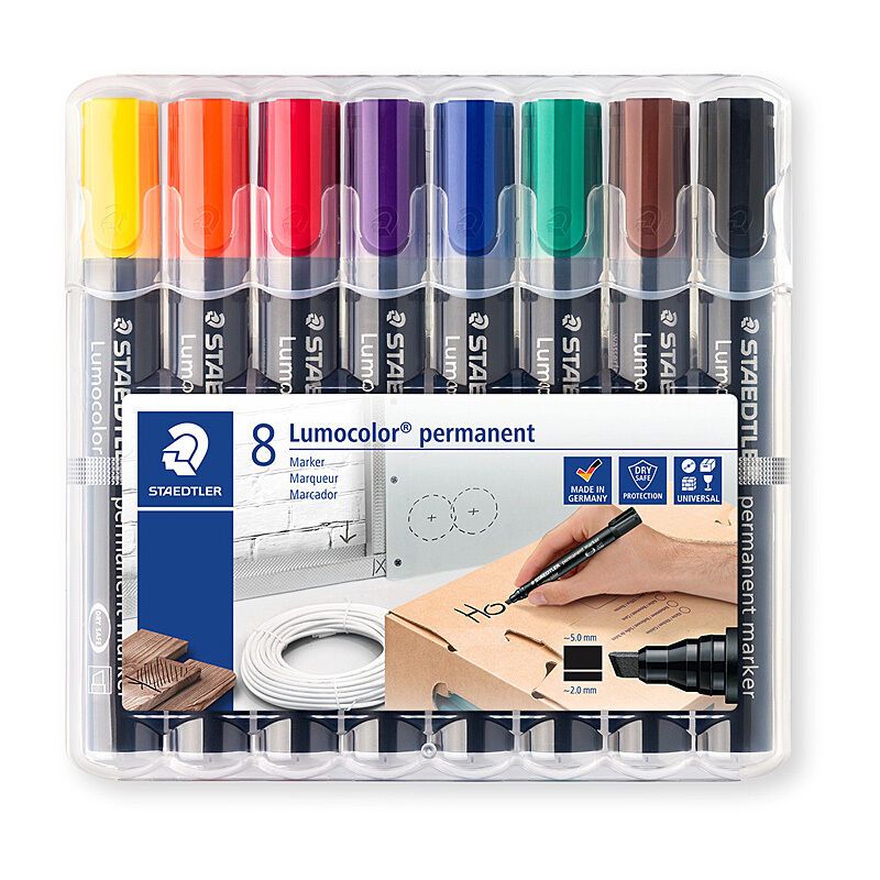 Staedtler Permanent Mrk Chisel Assorted Wlt8