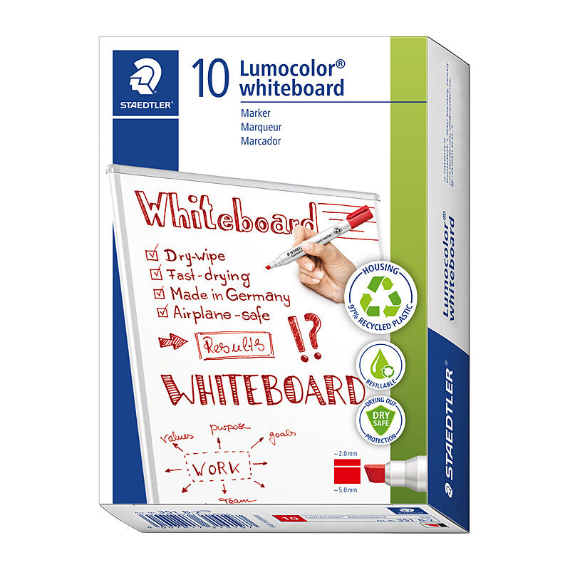 Staedtler Whiteboard Mrk 351 Chis Red Box of 10