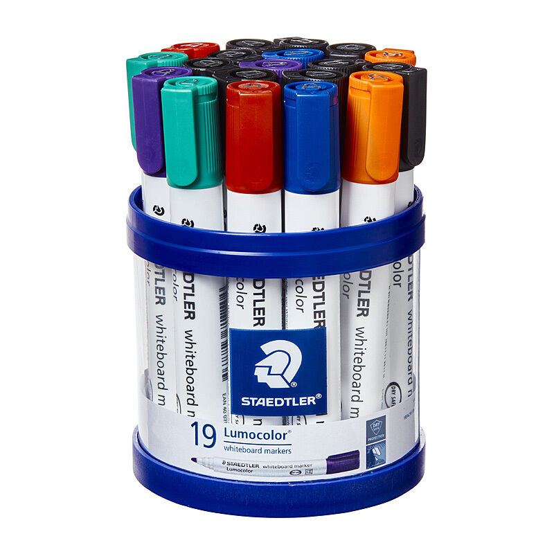 Staedtler Whiteboard Marker 351 Bullet Assorted Cup of 19