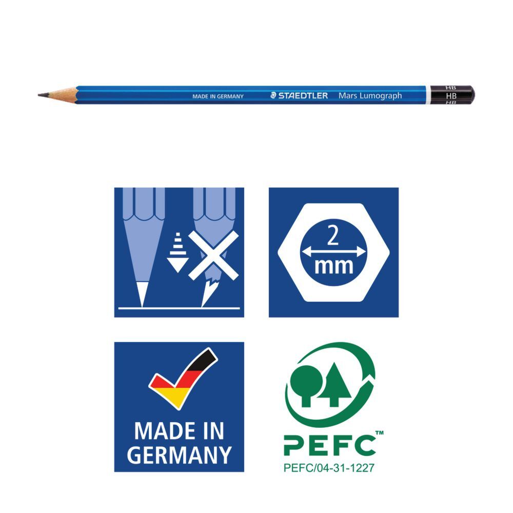 Staedtler Mars: Lumograph Drawing Pencils - Sketching Pencils (6 Pack)