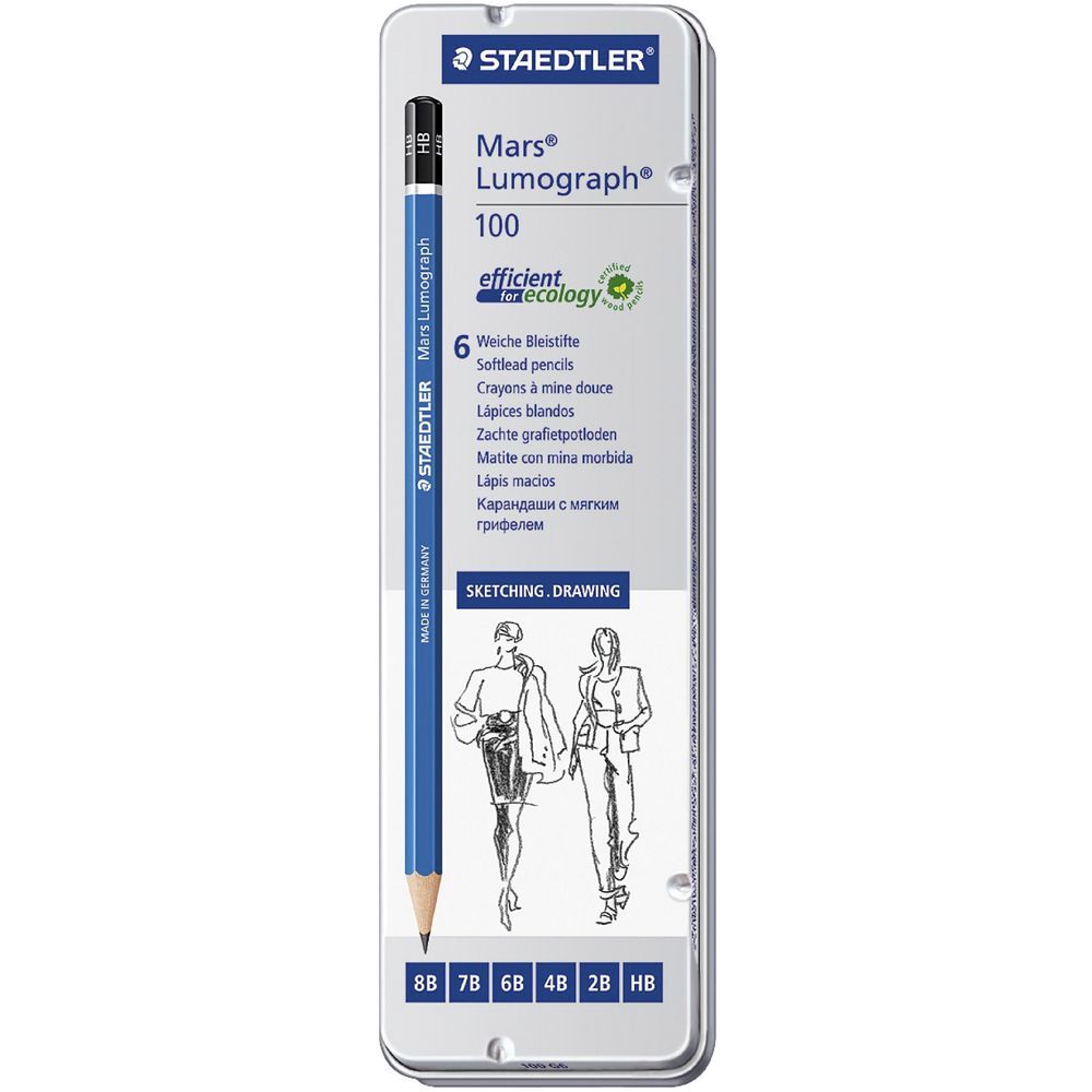 Staedtler Mars: Lumograph Drawing Pencils - Sketching Pencils (6 Pack)