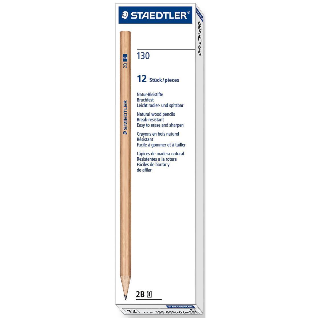 Staedtler Natural Lead Pencil - 130: 2B (Box of 12)
