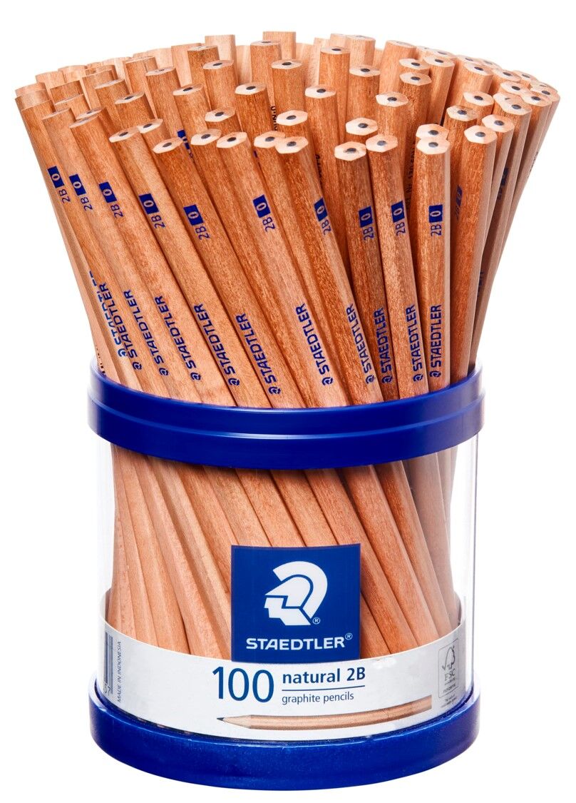 Staedtler Lead Pencils - Natural Graphite 130: 2B (Cup of 100)