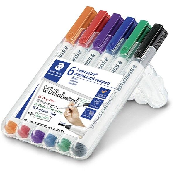 Staedtler Whiteboard Marker 341 - Compact Assorted (Wallet of 6)