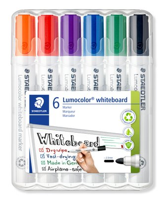 Staedtler Whiteboard Marker - Chisel Point Assorted (Wallet of 6)