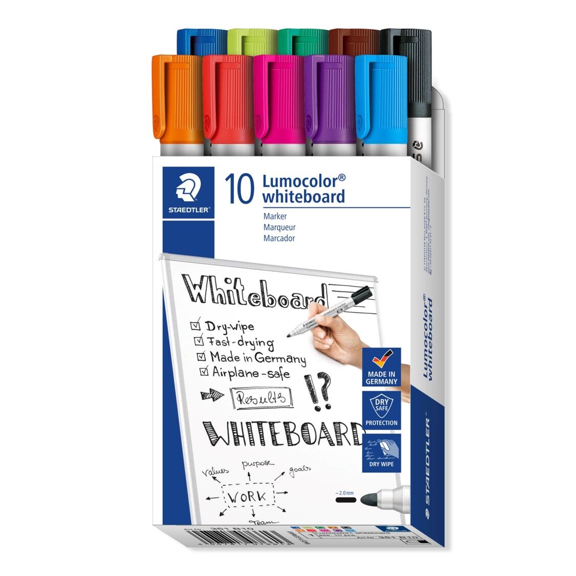 Staedtler Whiteboard Marker 351 - Bullet: Assorted (Box of 10)