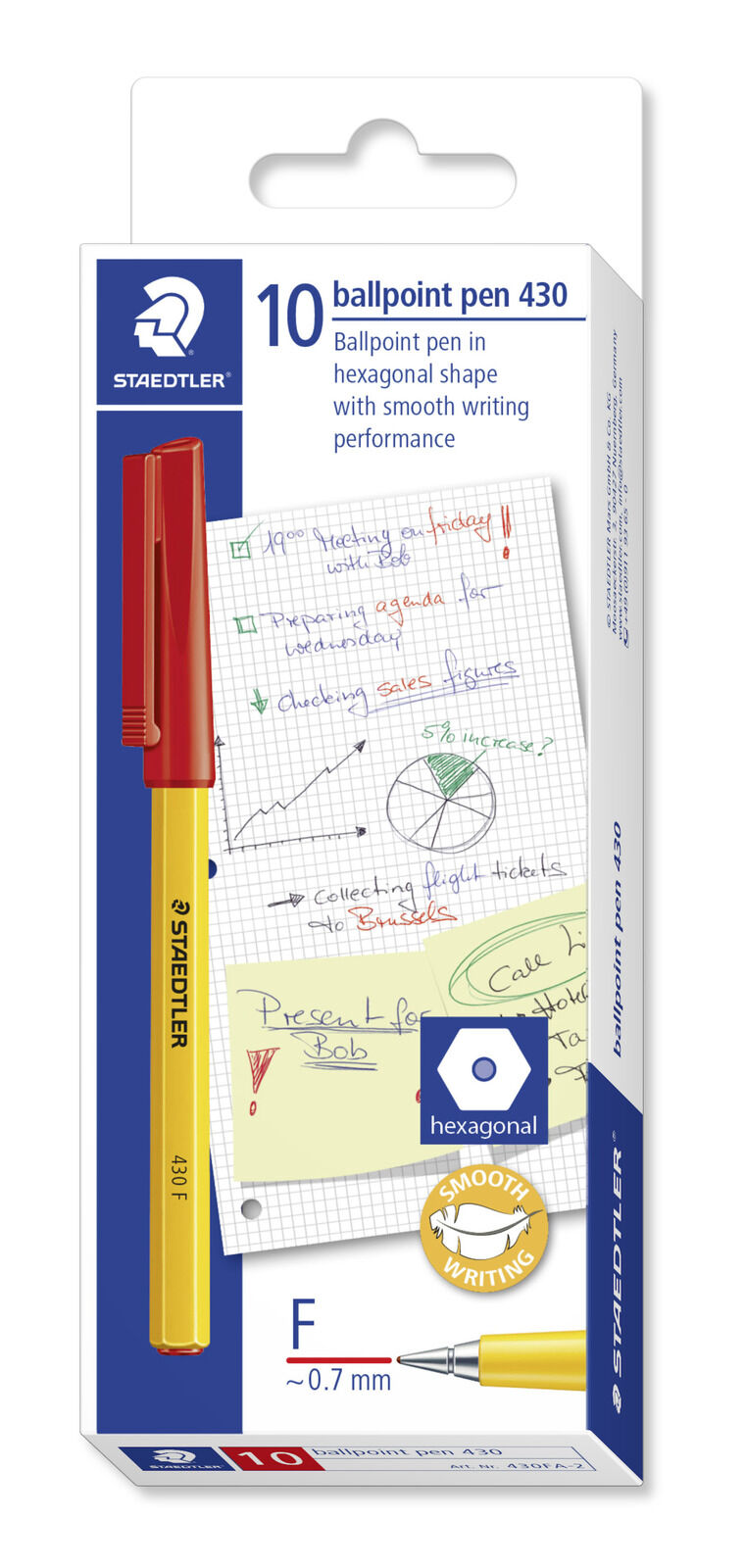 Staedtler Ballpoint Pen - Stick 430: Fine Red (Single)