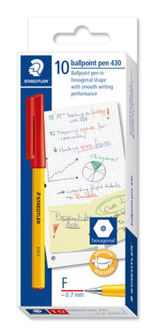 Staedtler Ballpoint Pen - Stick 430: Fine Red (Box of 10)