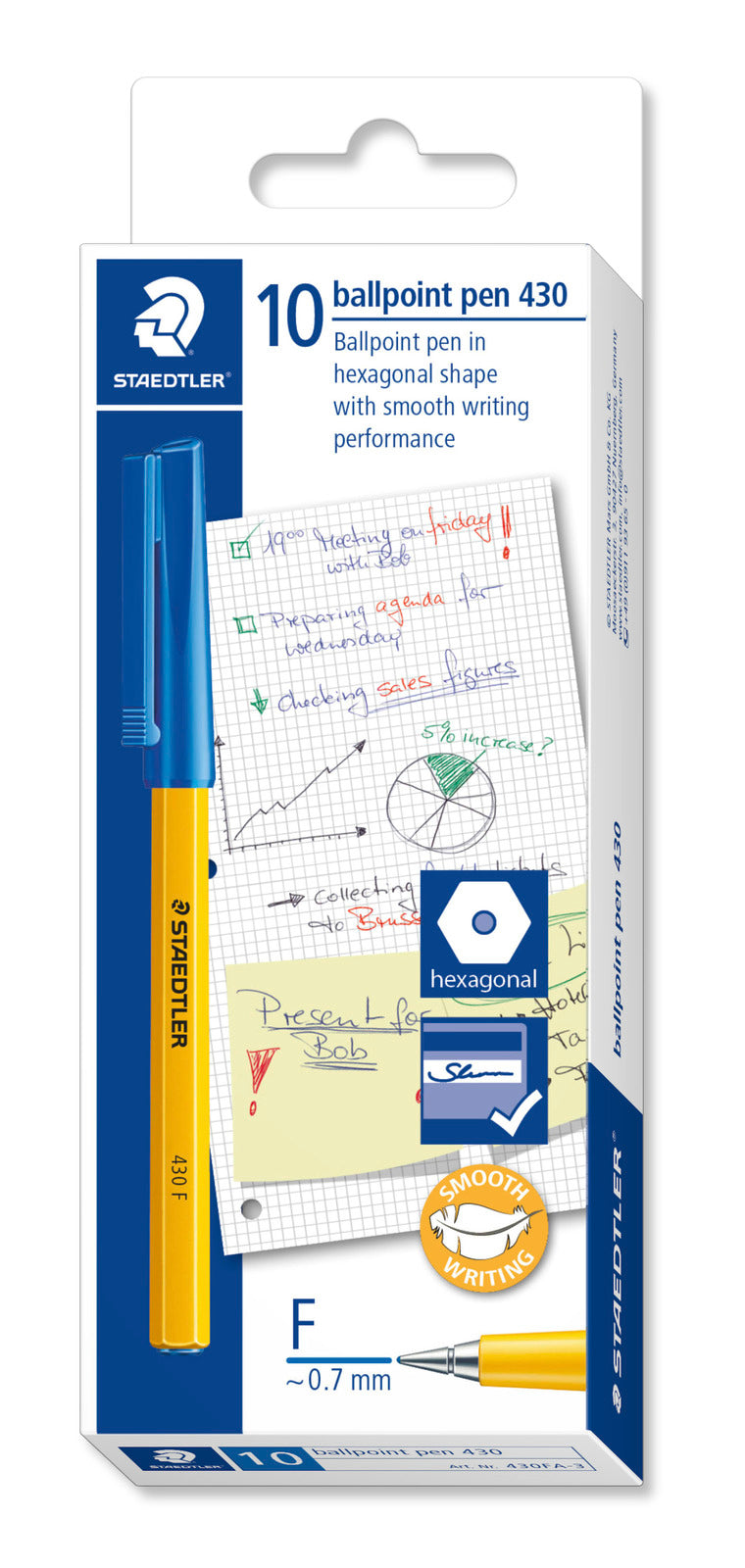 Staedtler Ballpoint Pen - Stick 430: Fine Blue (Box of 10)