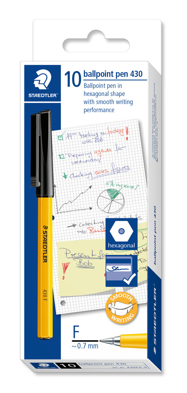 Staedtler Ballpoint Pen - Stick 430: Fine Black (Box of 10)