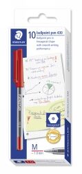 Staedtler Pen - Ballpoint Pen Stick 430: Medium Red (Box of 10)