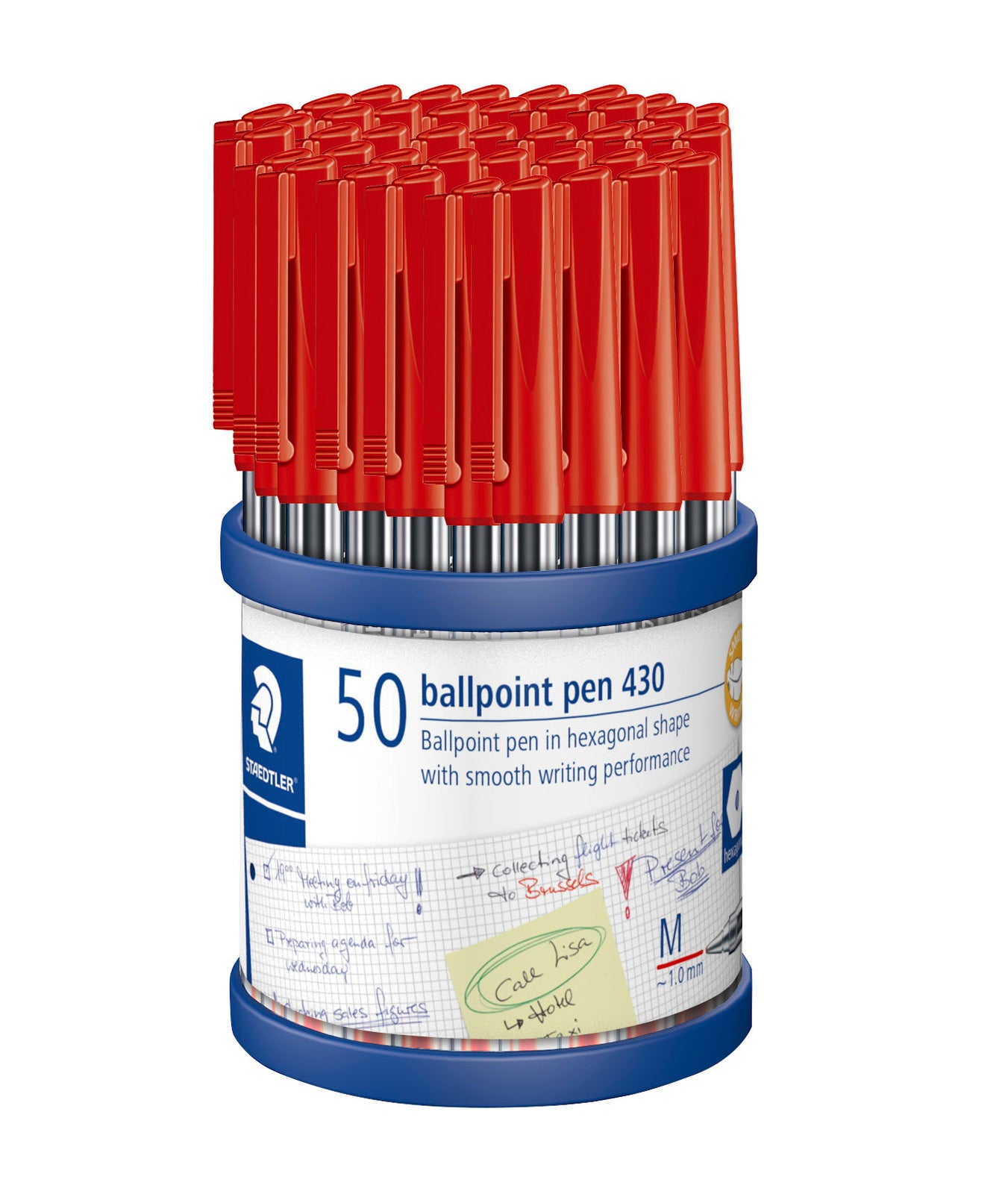 Staedtler Ballpoint Pen - Stick 430: Medium Red (Cup of 50)
