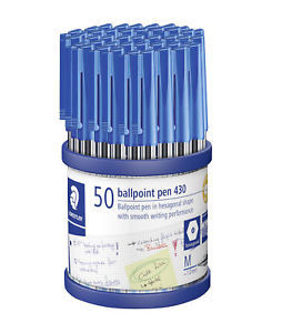 Staedtler Ballpoint Pen - Stick 430: Medium Blue (Cup of 50)