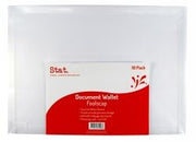Stat Document Wallet - Foolscap Polypropylene (PP) With Gusset: Clear (Pack of 10)