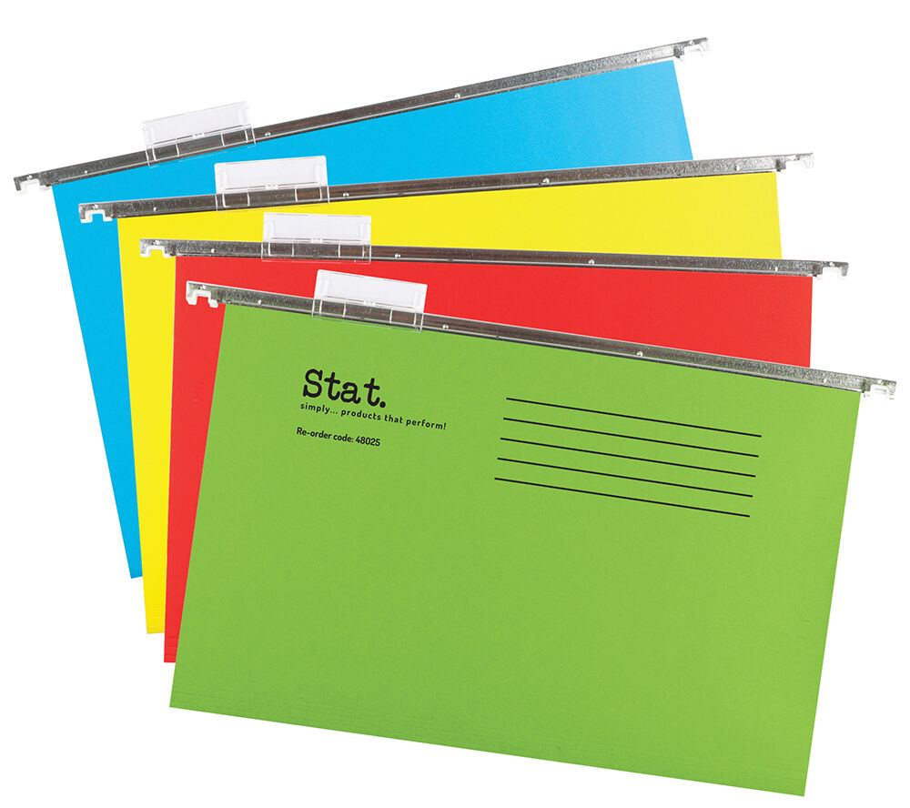 Stat Suspension File - Foolscap Inc Index & Insert Paper Assorted Colours Pk20