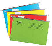 Stat Suspension File - Foolscap Inc Index & Insert Paper Assorted Colours Pk20