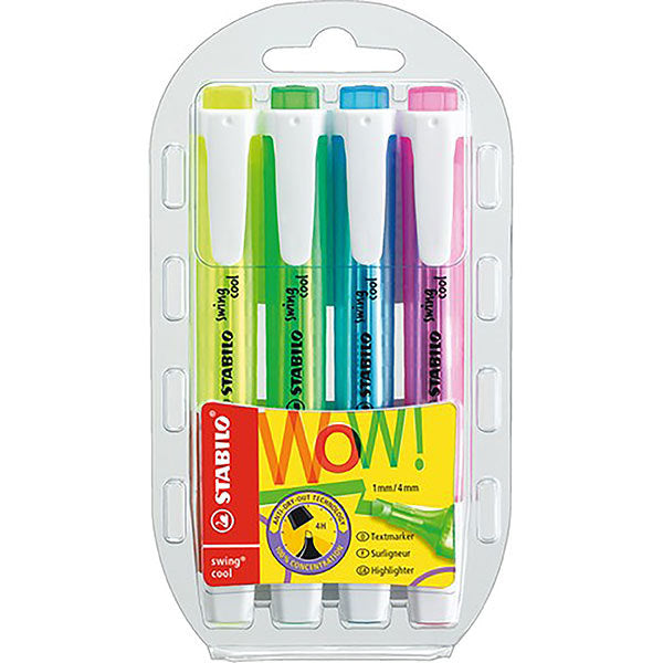 Stabilo Highlighters - Swing Cool: Assorted (Pack of 4)