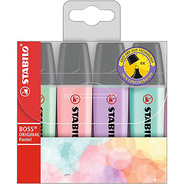 Stabilo Boss Highlighters - Pastel: Assorted (Pack of 4)