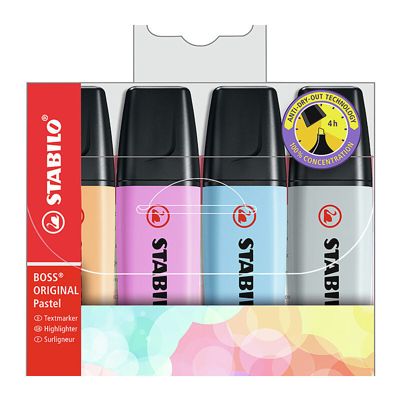 Stabilo Boss Pastel Chisel Assorted1 (Pack of 4)