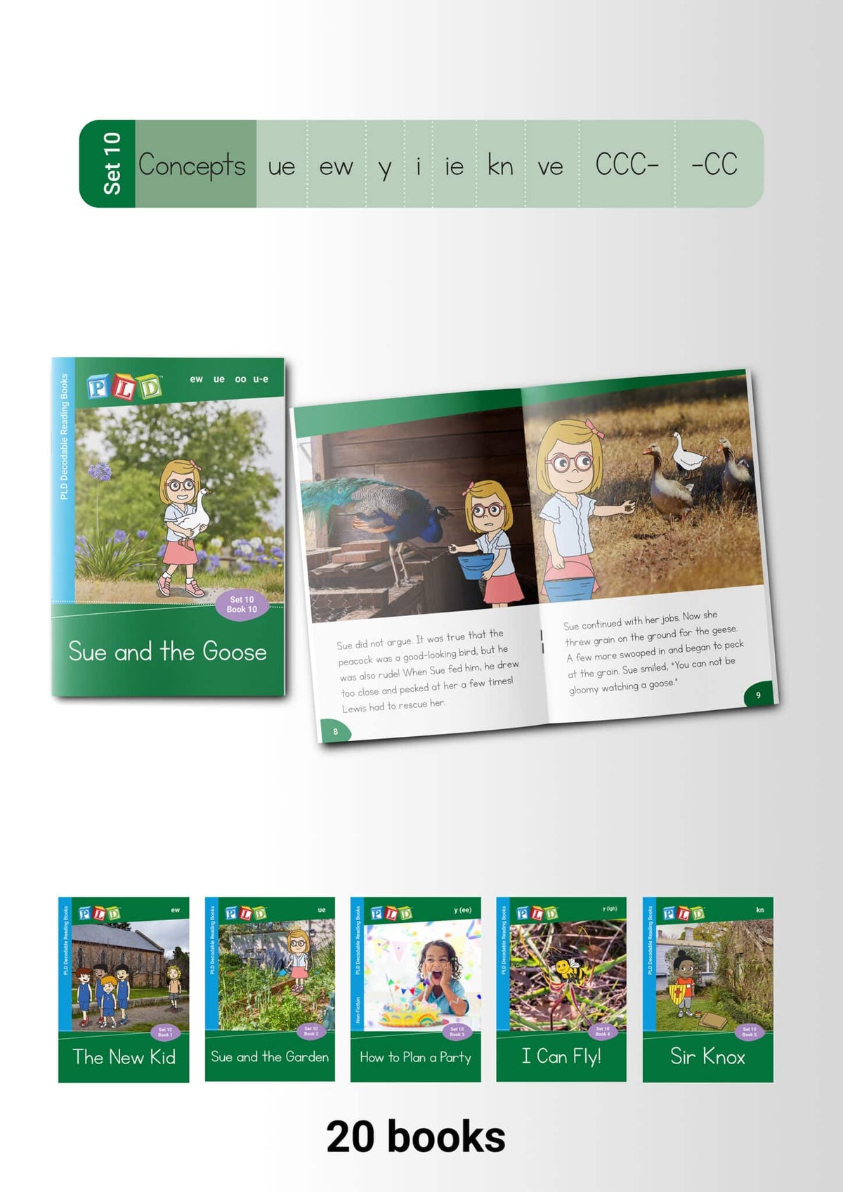 PLD Decodable Reading Books (Set 10 – ue ew y i ie kn ve blends)