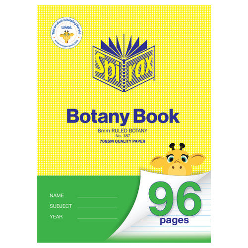 Spirax 187 Botany Book A4 96 Page 8mm (Pack of 10)