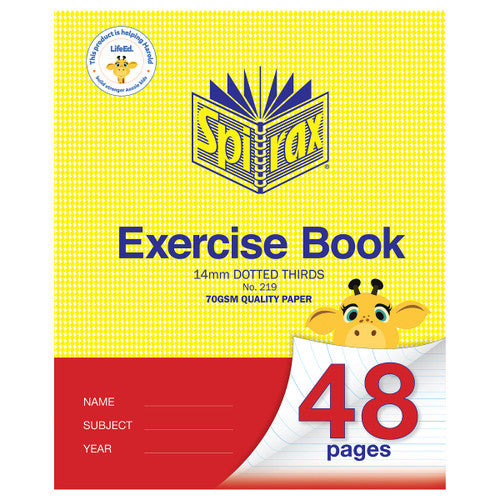 Spirax 219 Exercise Book 225 x 175mm 48 Page 14mm Dotted Thirds (Pack of 20)